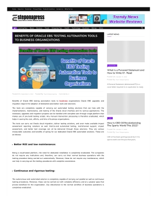 Benefits of Oracle EBS testing automation tools to business organizations