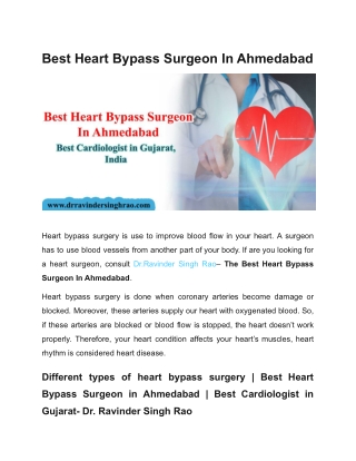 Best Heart Bypass Surgeon In Ahmedabad-Dr. Ranvinder Singh Rao