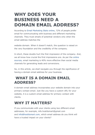 WHY DOES YOUR BUSINESS NEED A DOMAIN EMAIL ADDRESS