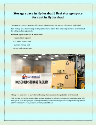 Storage space in Hyderabad | Best storage space for rent in Hyderabad -Hyderabad