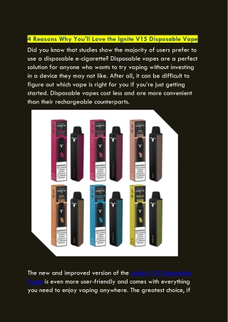 4 Reasons Why You'll Love the Ignite V15 Disposable Vape