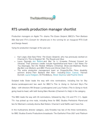 Production Manager Jobs - The Talent Manager