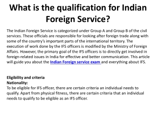 What is the qualification for Indian Foreign Service