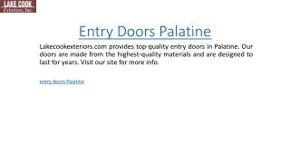 Entry Doors Palatine  Lakecookexteriors.com