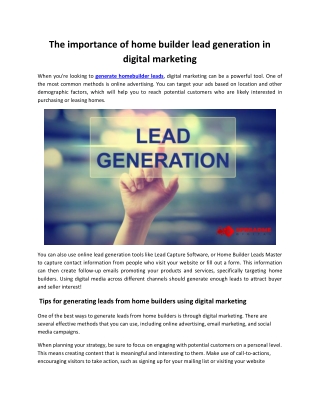 The importance of home builder lead generation in digital marketing (1)
