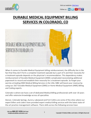 DURABLE MEDICAL EQUIPMENT BILLING SERVICES IN COLORADO, CO