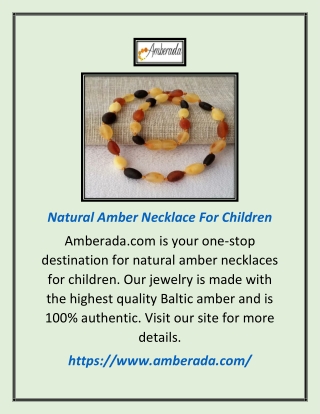 Natural Amber Necklace for Children | Amberada.com