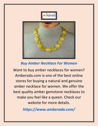 Buy Amber Necklace for Women | Amberada.com