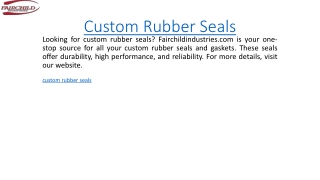 Custom Rubber Seals  Fairchildindustries.com