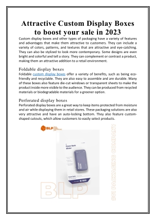 Attractive Custom Display Boxes to boost your sale in 2023