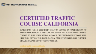 Certified Traffic Course California | Fasttrafficschool4less.com