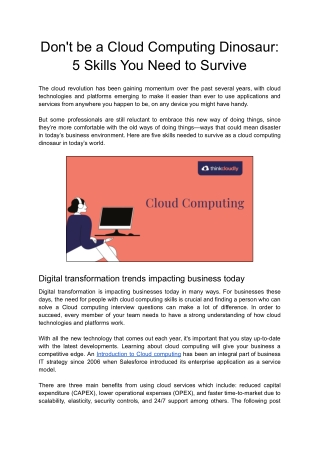 Don't be a Cloud Computing Dinosaur_ 5 Skills You Need to Survive