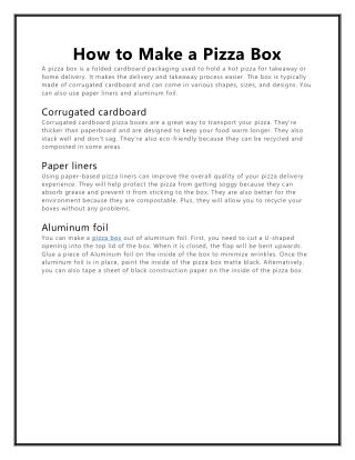 How to Make a Pizza Box