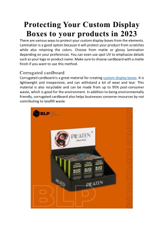 Protecting Your Custom Display Boxes to your products in 2023