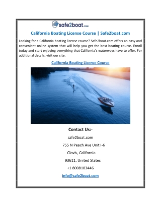 California Boating License Course