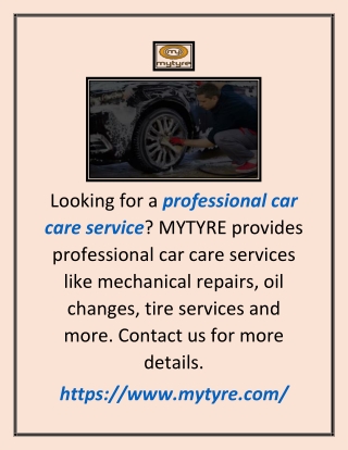 Professional Car Care Service | Mytyre.com
