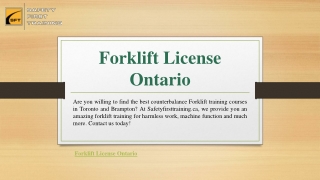 Forklift License Ontario | Safetyfirsttraining.ca