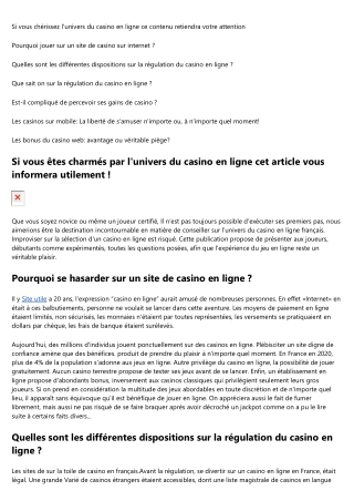 Deceler les premiers casinos du web:La liste