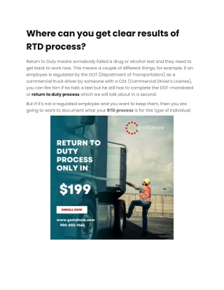 Where can you get clear results of RTD process
