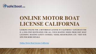 Online Motor Boat License California | Safe2boat.com