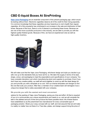 CBD E-liquid Boxes At SirePrinting