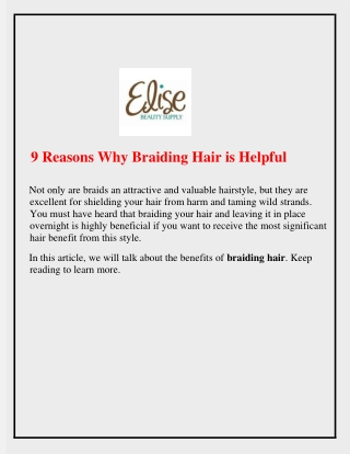 9 Reasons Why Braiding Hair is Helpful