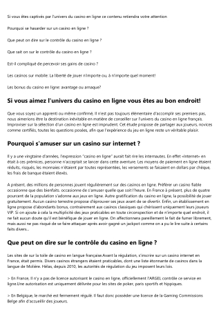 Reperer les meilleurs choix pour jouer au casino en ligne