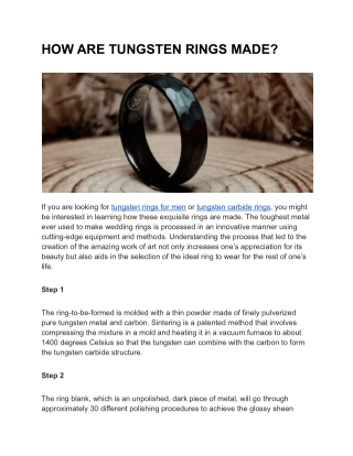HOW ARE TUNGSTEN RINGS MADE
