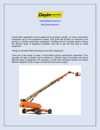 Boom Lift Rental Service