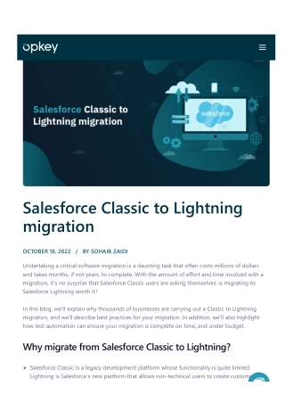 Salesforce Classic to Lightning migration