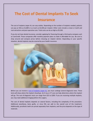 The Cost of Dental Implants To Seek Insurance