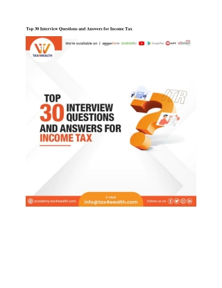 Get Income Tax Interview Question Answer | Academy Tax4wealth