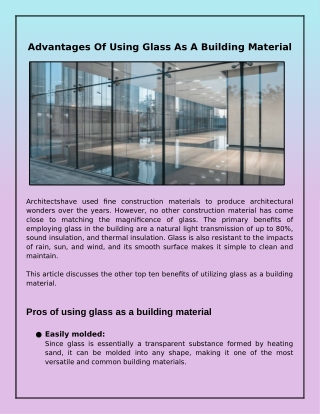 Is Glass a Good Building Material?