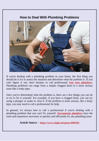 How to Deal With Plumbing Problems