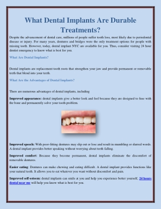 What Dental Implants Are Durable Treatments?