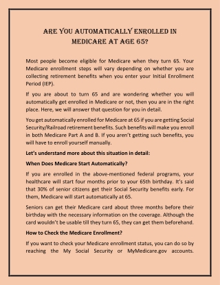 Sign Up and Apply for Medicare Annual Open Enrollment 2022 at Age 65