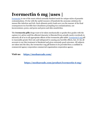 Ivermectin 6 mg _uses _