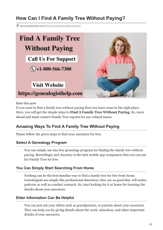 How Can I Find A Family Tree Without Paying | Trace Your Ancestors For Free