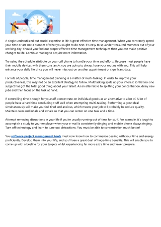 Personal Time Management Information and facts You Must Learn About