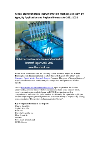Global Electrophoresis Instrumentation Market Research Report 2021-2032