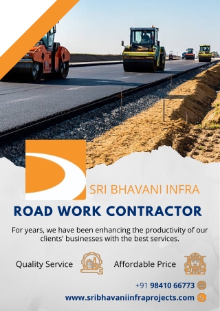 Road work contractors in Chennai - Sri Bhavani Infra