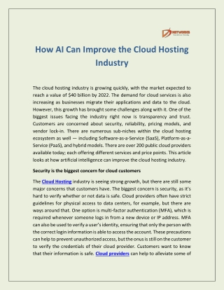 How AI Can Improve the Cloud Hosting Industry