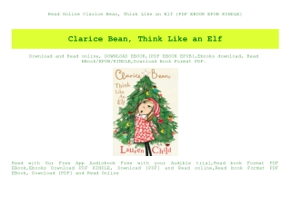 Read Online Clarice Bean  Think Like an Elf {PDF EBOOK EPUB KINDLE}