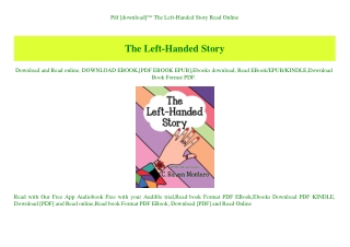 Pdf [download]^^ The Left-Handed Story Read Online