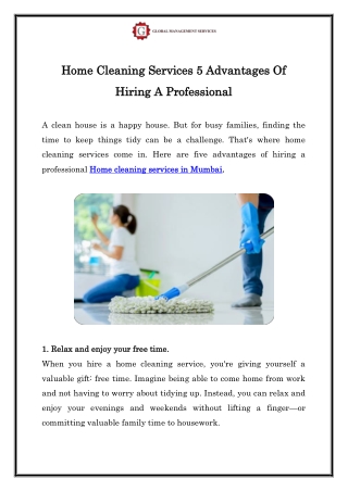 Home Cleaning Services 5 Advantages Of Hiring A Professional