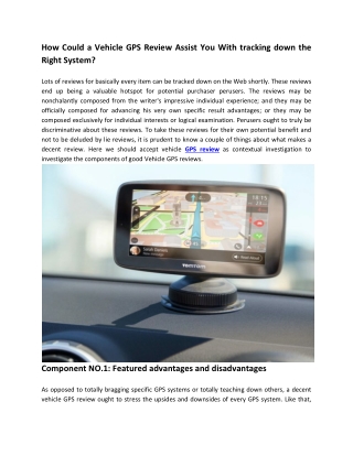 How Could a Vehicle GPS Review Assist You With tracking down the Right System