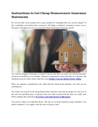 Instructions to Get Cheap Homeowners Insurance Statements