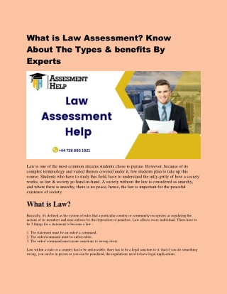 Law Assessment Help