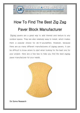 Zig Zag Paver Block Manufacturer In Mumbai Call- 8530472460