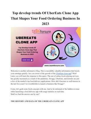 Top develop trends Of UberEats Clone App That Shapes Your Food Ordering Business In 2023